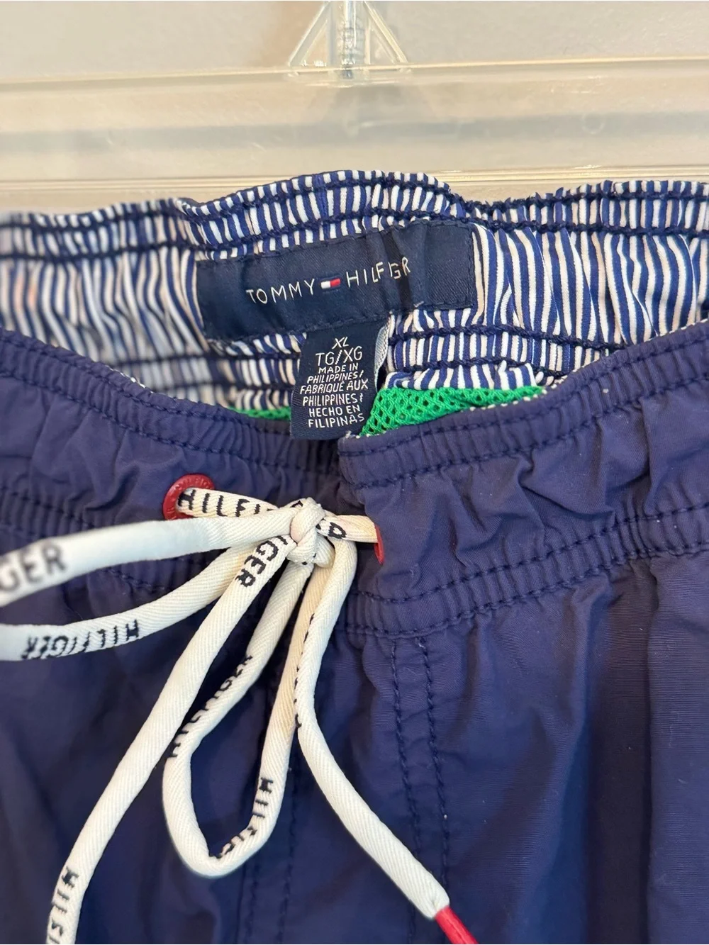 Tommy Hilfiger Navy Swim Trunks with Red & White Trim